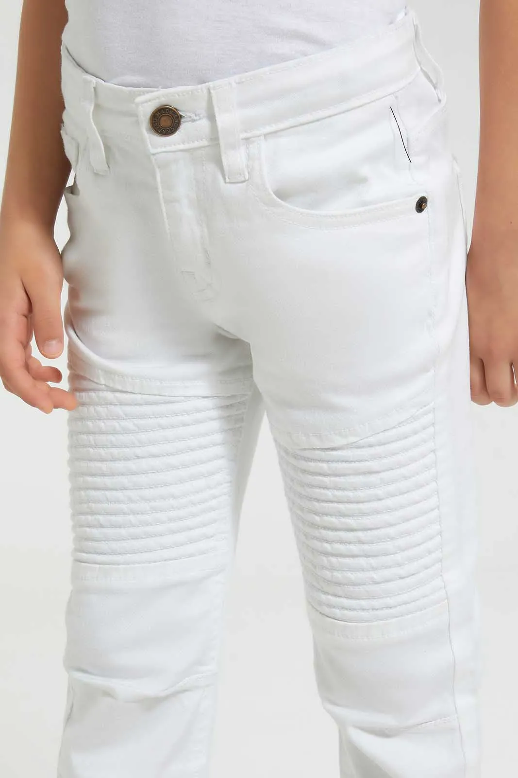 White Biker Jean